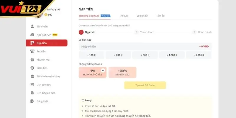 Khám phá các kênh Nạp tiền VUI123 được ưa chuộng nhất